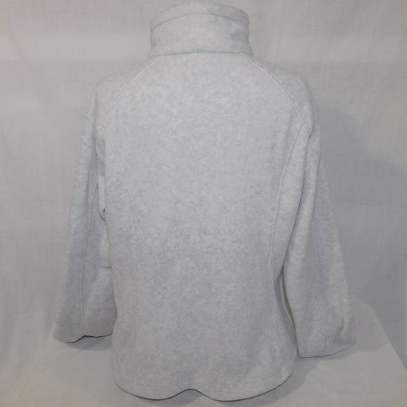 Columbia Womens XL Benton Springs Full Zip Light Gray Fleece jacket high neck - Picture 8 of 11